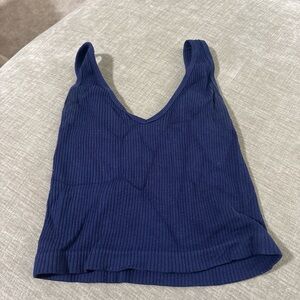 Free People Deep Blue Ribbed Tank Top